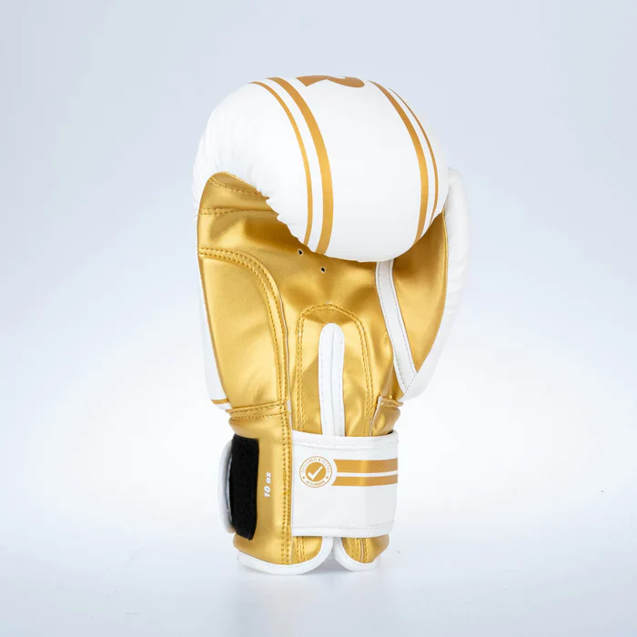 Fighter Boxing Gloves Basic Stripe - white/gold - Image 3