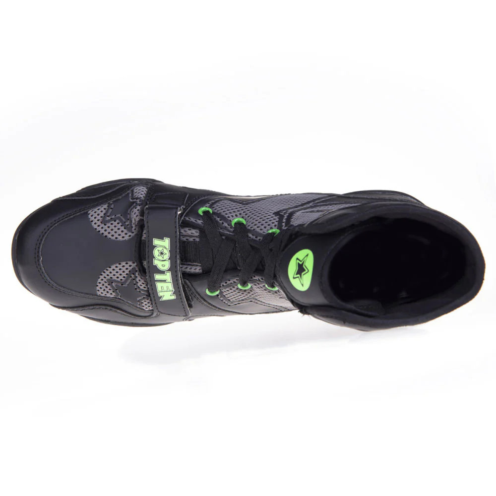 TopTen Boxing Shoes - Black/Grey Mid-Top with Lockdown Strap, 1172-1 - Image 5